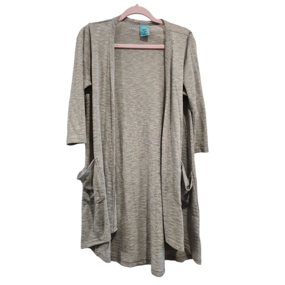 Grey duster cardigan with front pockets - Picture 1 of 3